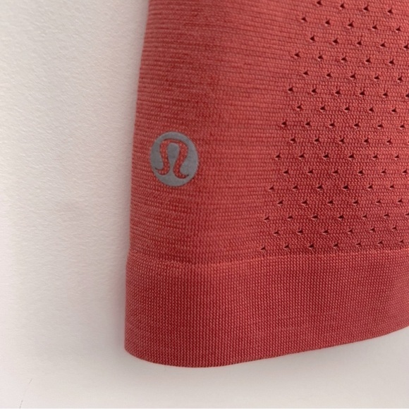 Lululemon Breeze By Short Sleeve Spell Out Vent Athletic Tee Rustic Coral 6 - Picture 6 of 11